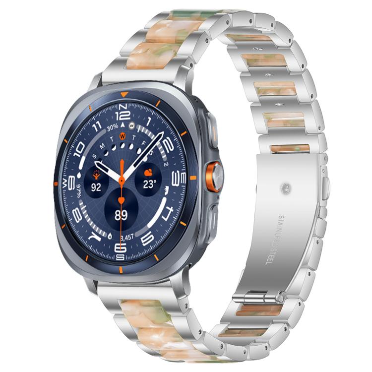 For Samsung Galaxy Watch Ultra/Ultra 2025 xDfind Three Beads Metal Resin Watch Band(Silver Green) by xDfind