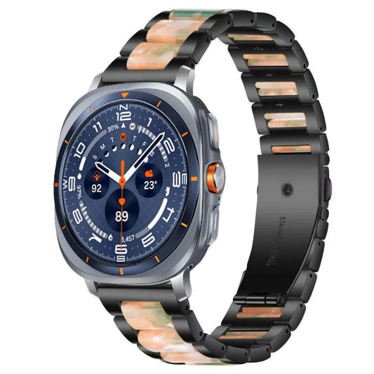 For Samsung Galaxy Watch Ultra/Ultra 2025 xDfind Three Beads Metal Resin Watch Band(Black Green) by xDfind