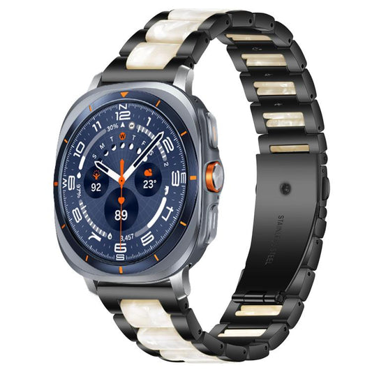 For Samsung Galaxy Watch Ultra/Ultra 2025 xDfind Three Beads Metal Resin Watch Band(Black White) by xDfind