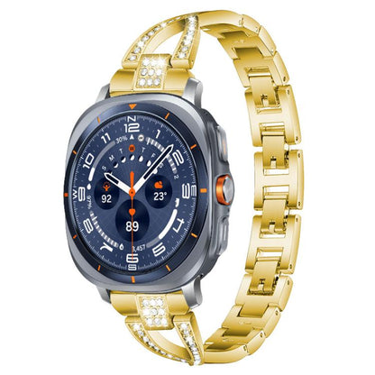 For Samsung Galaxy Watch Ultra/Ultra 2025 xDfind X-Shaped Single Row Diamond Metal Watch Band(Gold) by xDfind