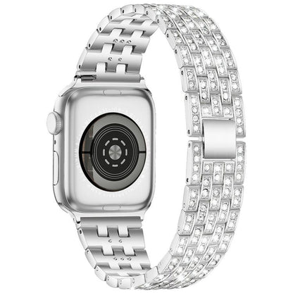 For Apple Watch 42 / 44 / 45 / 46 / 49mm xDfind Five Beads Full Diamond Metal Watch Band(Silver) by xDfind