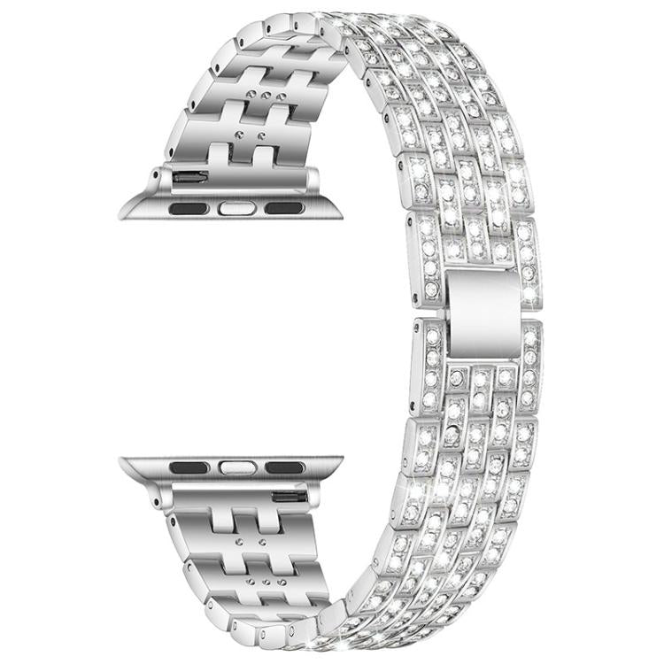 For Apple Watch 42 / 44 / 45 / 46 / 49mm xDfind Five Beads Full Diamond Metal Watch Band(Silver) by xDfind