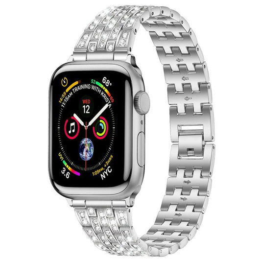 For Apple Watch 42 / 44 / 45 / 46 / 49mm xDfind Five Beads Full Diamond Metal Watch Band(Silver) by xDfind