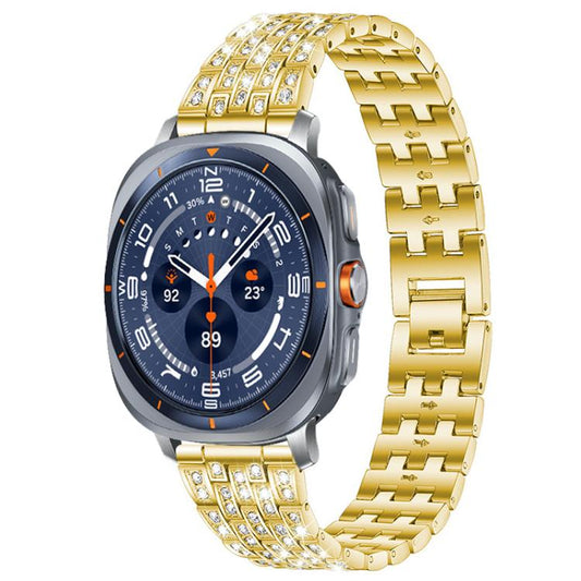 For Samsung Galaxy Watch Ultra/Ultra 2025 xDfind Five Beads Full Diamond Metal Watch Band(Gold) by xDfind
