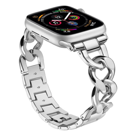 For Apple Watch 42 / 44 / 45 / 46 / 49mm xDfind Denim Chain Metal Watch Band(Silver) by xDfind