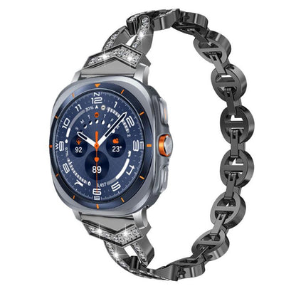 For Samsung Galaxy Watch Ultra/Ultra 2025 xDfind Diamond Stainless Steel Watch Band(Black) by xDfind