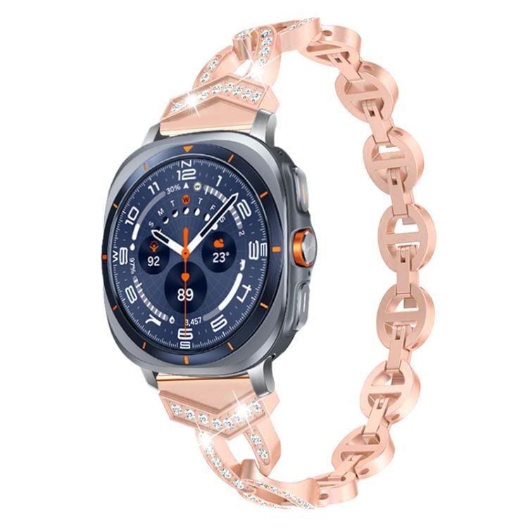 For Samsung Galaxy Watch Ultra/Ultra 2025 xDfind Diamond Stainless Steel Watch Band(Rose Gold) by xDfind