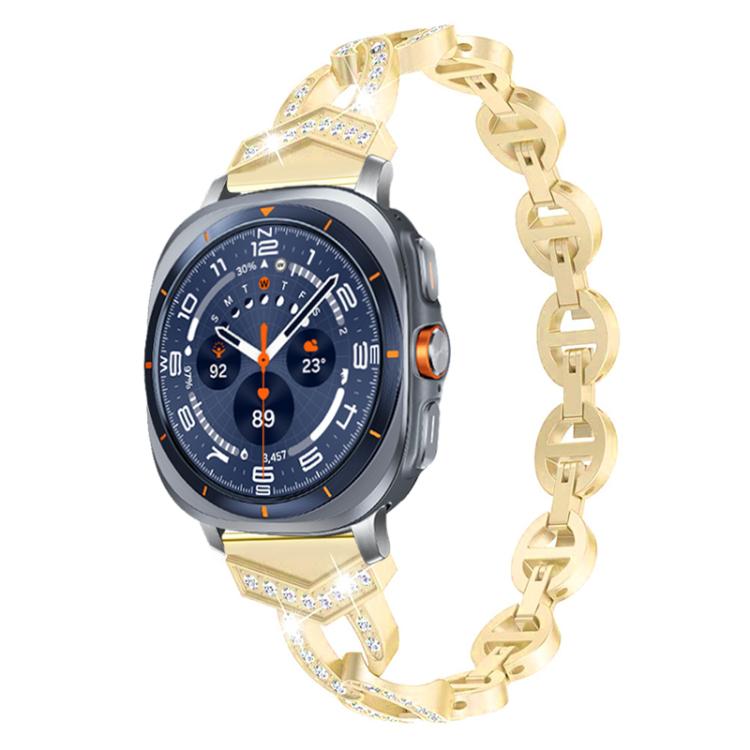 For Samsung Galaxy Watch Ultra/Ultra 2025 xDfind Diamond Stainless Steel Watch Band(Gold) by xDfind