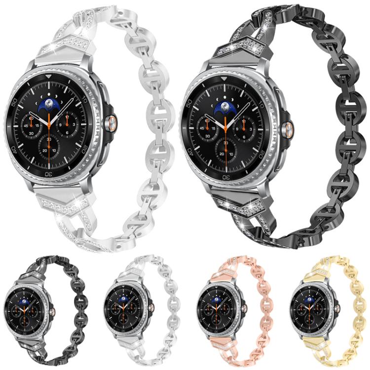 For Samsung Galaxy Watch Ultra/Ultra 2025 xDfind Diamond Stainless Steel Watch Band(Gold) by xDfind