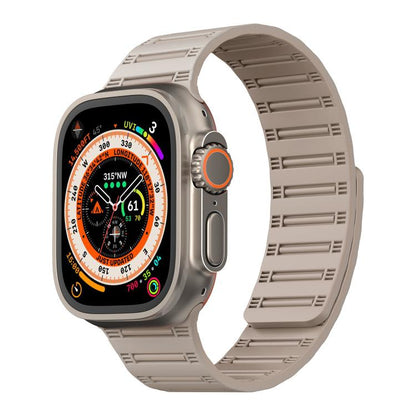 For Apple Watch 46mm / 49mm / 45mm / 44mm Cylinder Magnetic Two-color Loop Silicone Watch Band(Starlight) by bashfashion