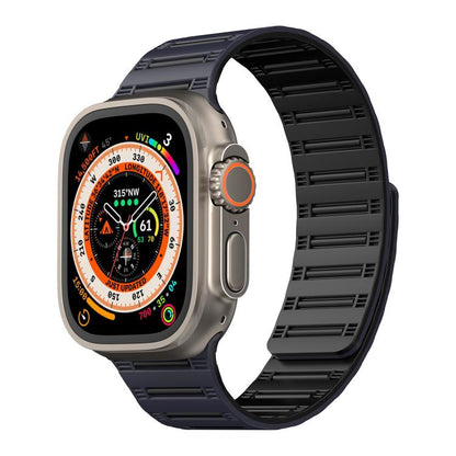 For Apple Watch 46mm / 49mm / 45mm / 44mm Cylinder Magnetic Two-color Loop Silicone Watch Band(Midnight Color Black) by bashfashion