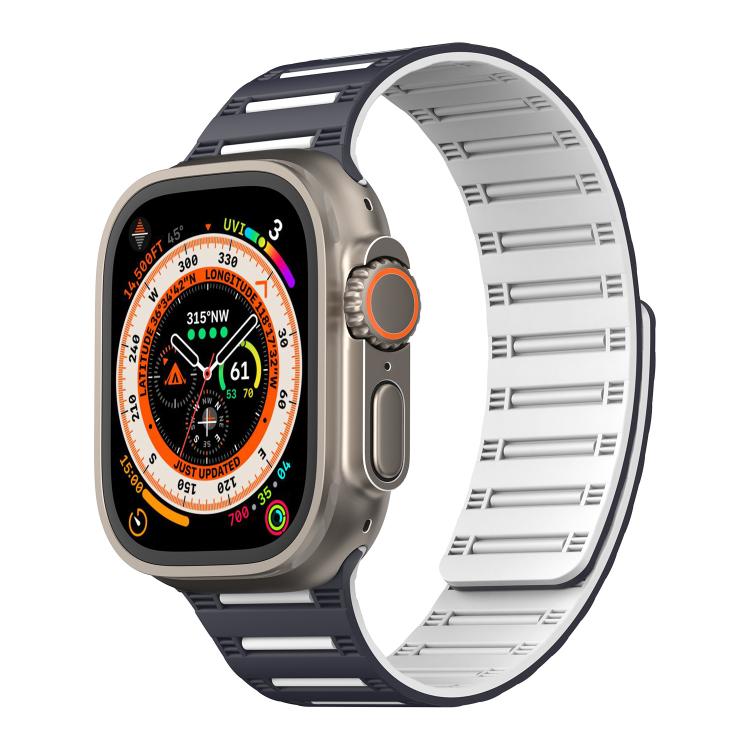 For Apple Watch 46mm / 49mm / 45mm / 44mm Cylinder Magnetic Two-color Loop Silicone Watch Band(Black White) by bashfashion