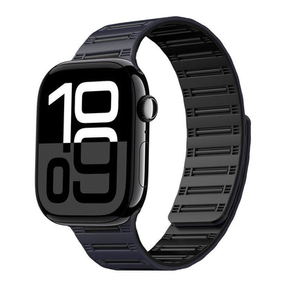 For Apple Watch 42mm / 41mm / 40mm / 38mm Cylinder Magnetic Two-color Loop Silicone Watch Band(Midnight Color Black) by bashfashion