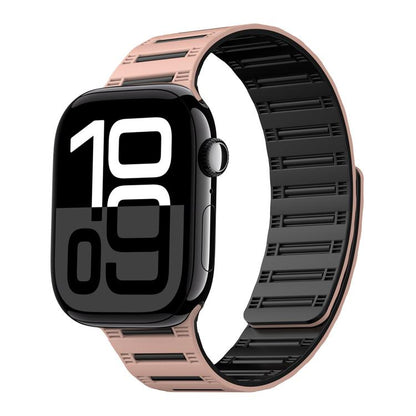 For Apple Watch 42mm / 41mm / 40mm / 38mm Cylinder Magnetic Two-color Loop Silicone Watch Band(Pink Black) by bashfashion