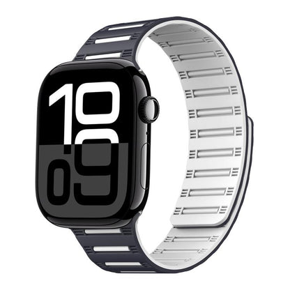 For Apple Watch 42mm / 41mm / 40mm / 38mm Cylinder Magnetic Two-color Loop Silicone Watch Band(Black White) by bashfashion