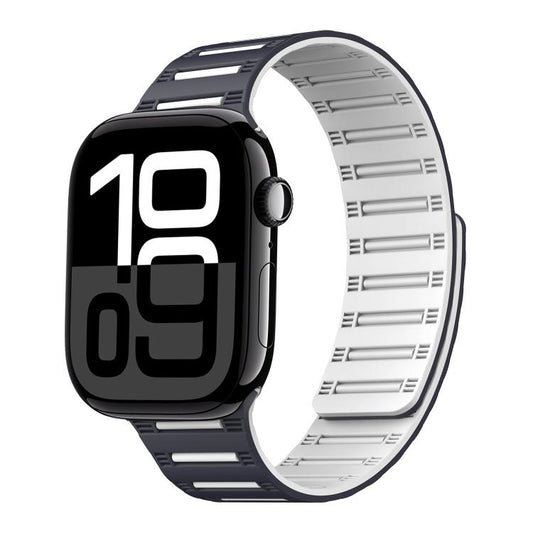 For Apple Watch 42mm / 41mm / 40mm / 38mm Cylinder Magnetic Two-color Loop Silicone Watch Band(Black White) by bashfashion