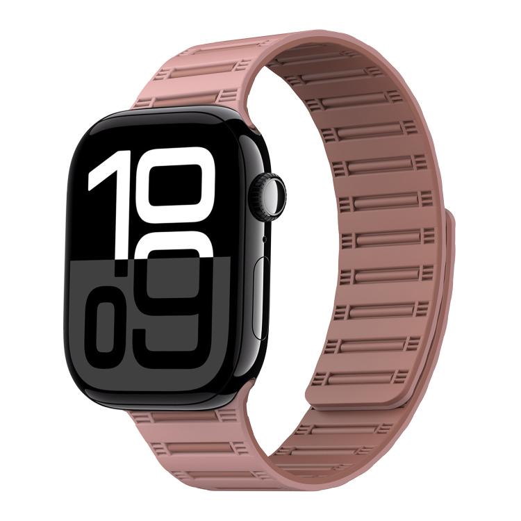 For Apple Watch 42mm / 41mm / 40mm / 38mm Cylinder Magnetic Two-color Loop Silicone Watch Band(Oxford Pink Rose Grey) by bashfashion