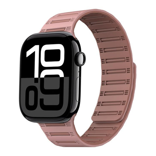 For Apple Watch 42mm / 41mm / 40mm / 38mm Cylinder Magnetic Two-color Loop Silicone Watch Band(Oxford Pink Rose Grey) by bashfashion