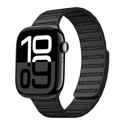 For Apple Watch 42mm / 41mm / 40mm / 38mm Cylinder Magnetic Two-color Loop Silicone Watch Band(Black) by bashfashion