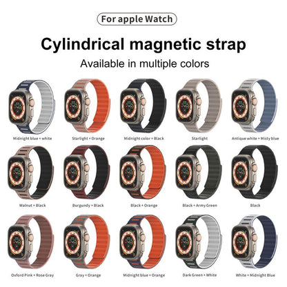 For Apple Watch 42mm / 41mm / 40mm / 38mm Cylinder Magnetic Two-color Loop Silicone Watch Band(Grey Orange) by bashfashion