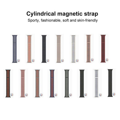 For Apple Watch 46mm / 49mm / 45mm / 44mm Cylinder Magnetic Two-color Loop Silicone Watch Band(Grey Orange) by bashfashion