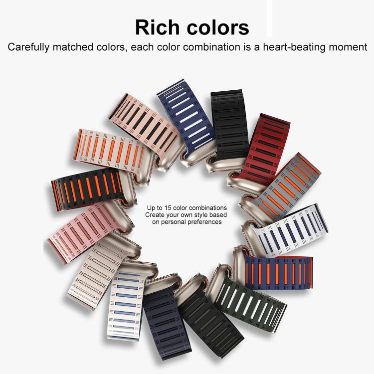 For Apple Watch 46mm / 49mm / 45mm / 44mm Cylinder Magnetic Two-color Loop Silicone Watch Band(Wine Red Black) by bashfashion