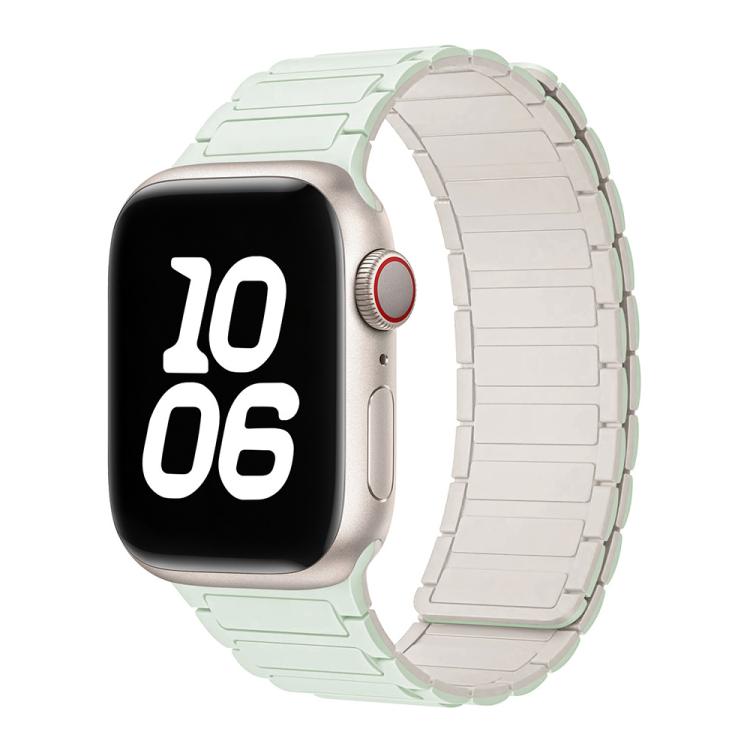 For Apple Watch 42 / 44 / 45 / 46 / 49mm xDfind I-shaped Magnetic Silicone Watch Band(Light Mint Starlight) by xDfind