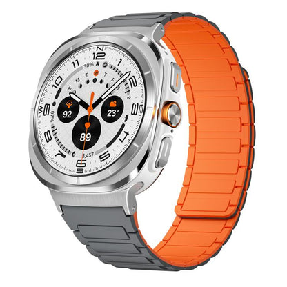 For Samsung Galaxy Watch Ultra / Ultra 2025 xDfind I-shaped Magnetic Silicone Watch Band(Grey Orange) by xDfind