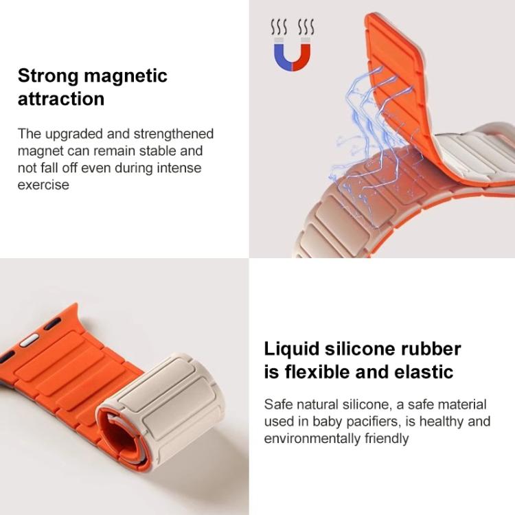 For Samsung Galaxy Watch Ultra / Ultra 2025 xDfind I-shaped Magnetic Silicone Watch Band(Grey Orange) by xDfind