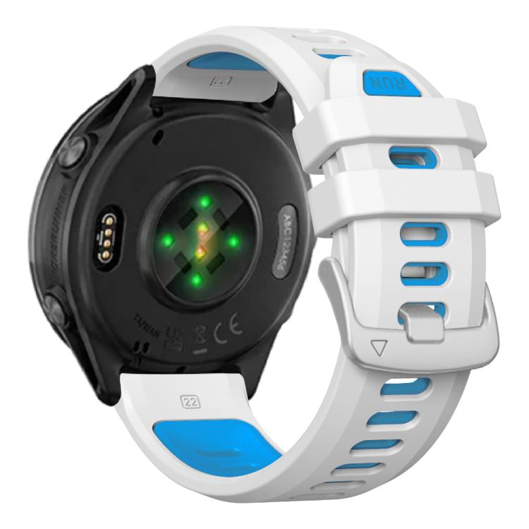 For Garmin Forerunner 970 Two Color Steel Buckle Silicone Watch Band(White Blue) by bashfashion