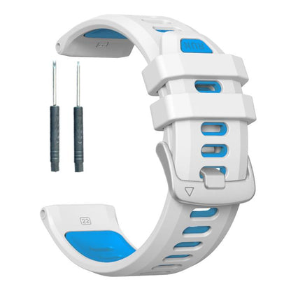 For Garmin Forerunner 970 Two Color Steel Buckle Silicone Watch Band(White Blue) by bashfashion