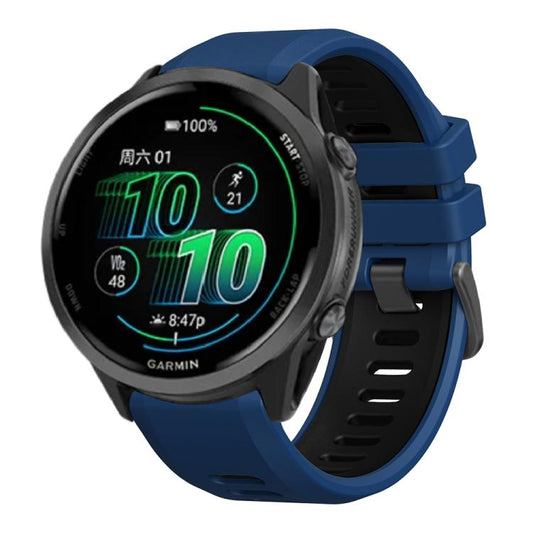 For Garmin Forerunner 970 Two Color Steel Buckle Silicone Watch Band(Royal Blue Black) by bashfashion