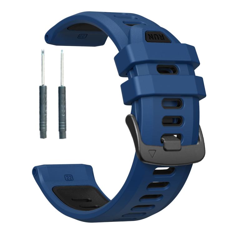 For Garmin Forerunner 970 Two Color Steel Buckle Silicone Watch Band(Royal Blue Black) by bashfashion