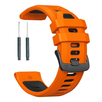 For Garmin Forerunner 970 Two Color Steel Buckle Silicone Watch Band(Orange Black) by bashfashion