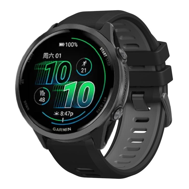 For Garmin Forerunner 970 Two Color Steel Buckle Silicone Watch Band(Black Grey) by bashfashion