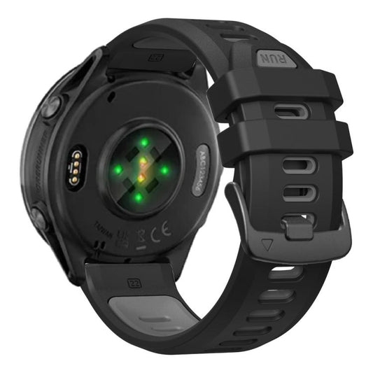 For Garmin Forerunner 970 Two Color Steel Buckle Silicone Watch Band(Black Grey) by bashfashion