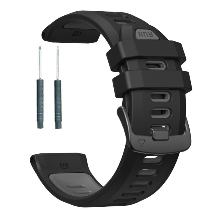 For Garmin Forerunner 970 Two Color Steel Buckle Silicone Watch Band(Black Grey) by bashfashion