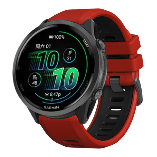 For Garmin Forerunner 970 Two Color Steel Buckle Silicone Watch Band(Red Black) by bashfashion