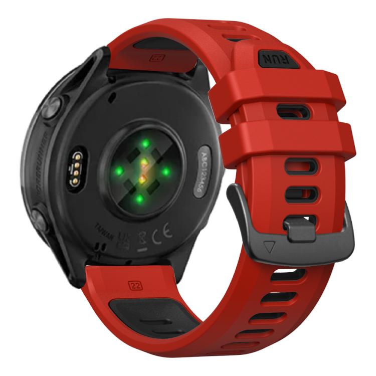For Garmin Forerunner 970 Two Color Steel Buckle Silicone Watch Band(Red Black) by bashfashion