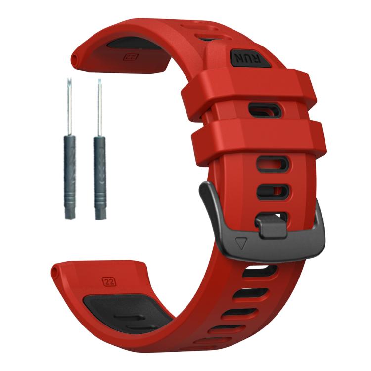 For Garmin Forerunner 970 Two Color Steel Buckle Silicone Watch Band(Red Black) by bashfashion