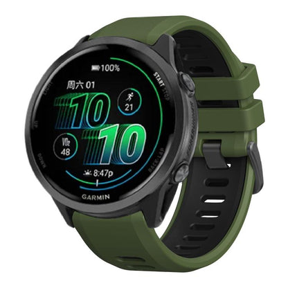 For Garmin Forerunner 970 Two Color Steel Buckle Silicone Watch Band(Army Green Black) by bashfashion