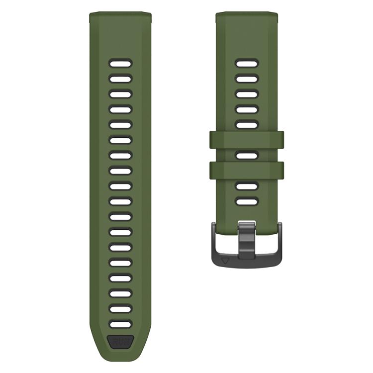 For Garmin Forerunner 970 Two Color Steel Buckle Silicone Watch Band(Army Green Black) by bashfashion