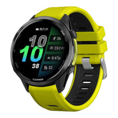 For Garmin Forerunner 970 Two Color Steel Buckle Silicone Watch Band(Lime Black) by bashfashion