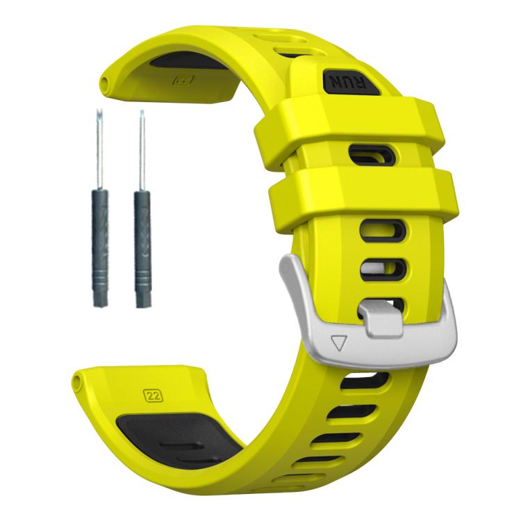 For Garmin Forerunner 970 Two Color Steel Buckle Silicone Watch Band(Lime Black) by bashfashion