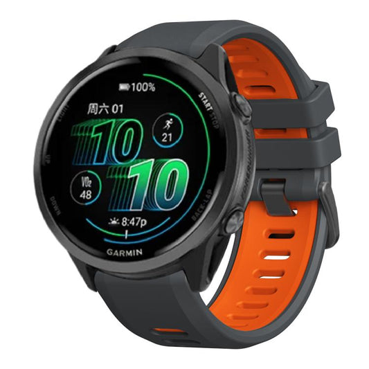 For Garmin Forerunner 970 Two Color Steel Buckle Silicone Watch Band(Charcoal Orange) by bashfashion