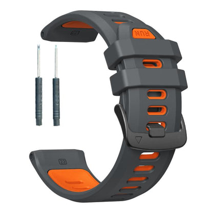 For Garmin Forerunner 970 Two Color Steel Buckle Silicone Watch Band(Charcoal Orange) by bashfashion
