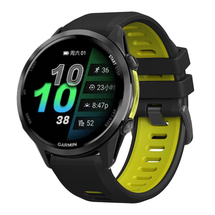 For Garmin Forerunner 970 Two Color Steel Buckle Silicone Watch Band(Black Lime) by bashfashion
