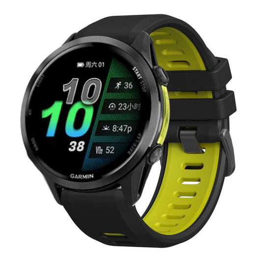 For Garmin Forerunner 970 Two Color Steel Buckle Silicone Watch Band(Black Lime) by bashfashion