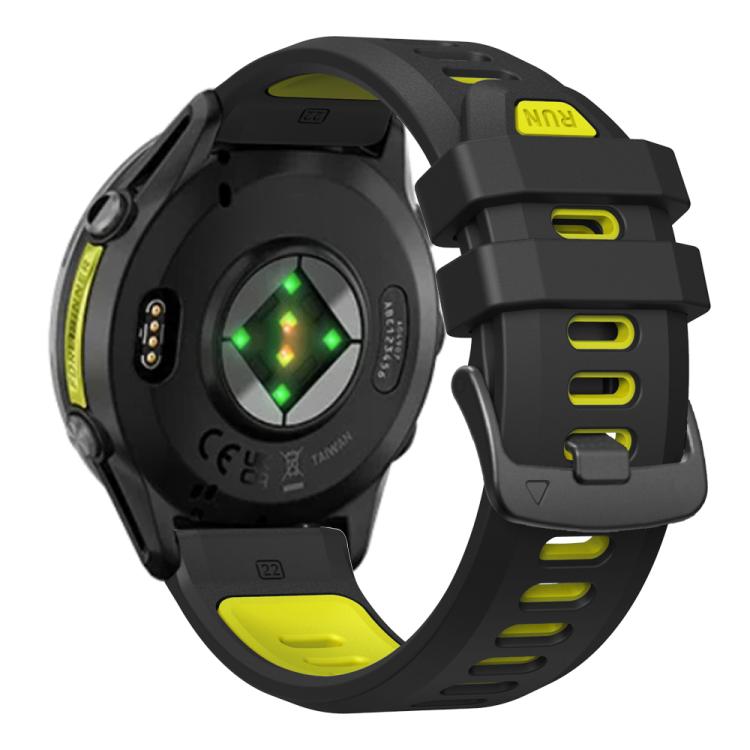 For Garmin Forerunner 970 Two Color Steel Buckle Silicone Watch Band(Black Lime) by bashfashion