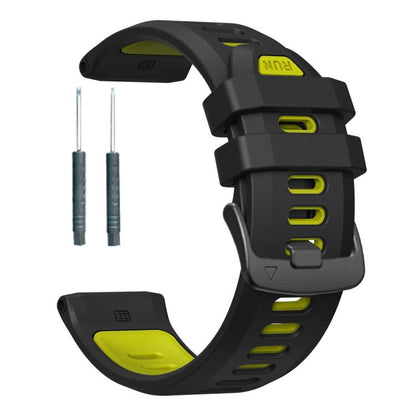 For Garmin Forerunner 970 Two Color Steel Buckle Silicone Watch Band(Black Lime) by bashfashion